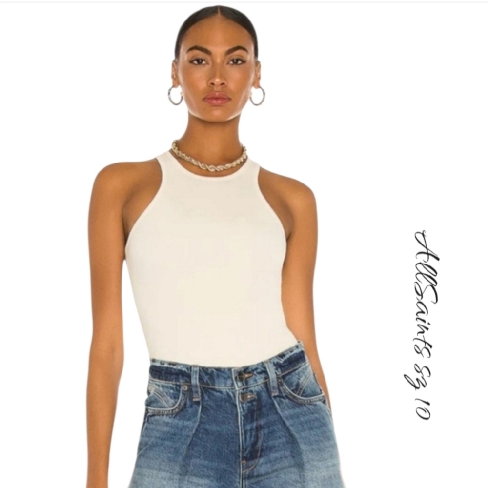 L*SPACE Rianne High-Neck Racerback Bodysuit NWT Size 10 White